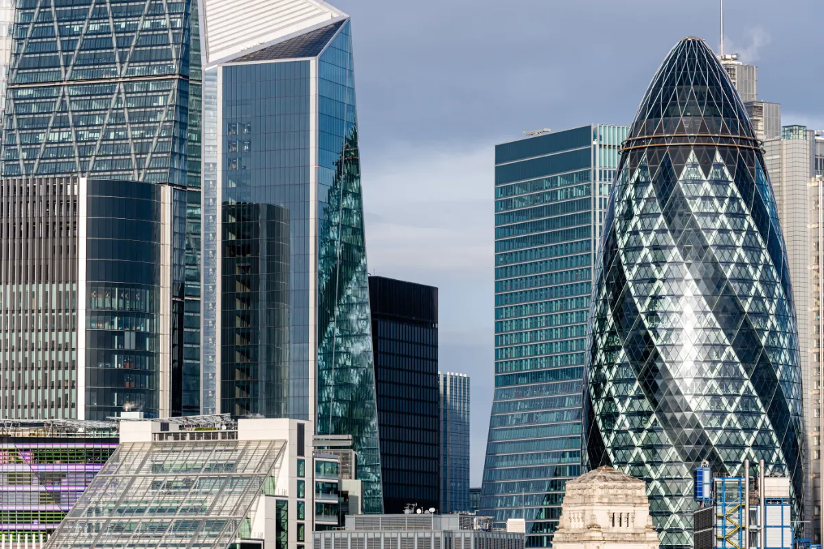 Modern office buildings in the City of London financial district